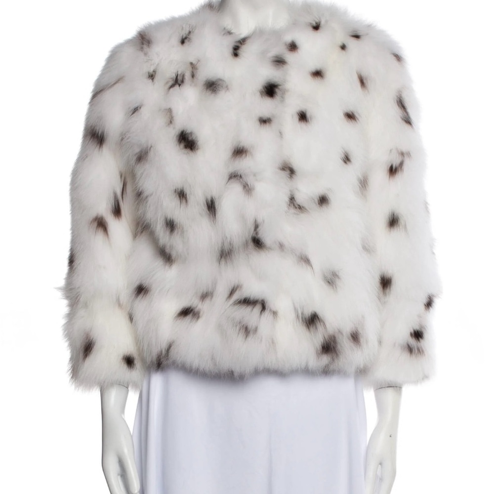 GORSKI White and Black Spotted Fox Fur Coat